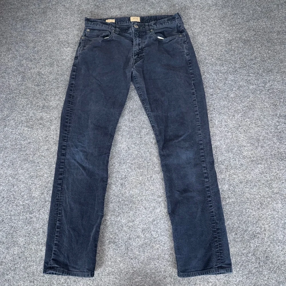 J.Crew Mens 484 Slim Fit Corduroy Pants Navy Blue 30x29 Stretch Cotton Casual